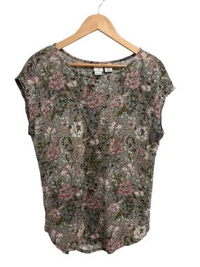 Joie 100% Linen Scoop Neck Floral Short Sleeve Tee T-Shirt